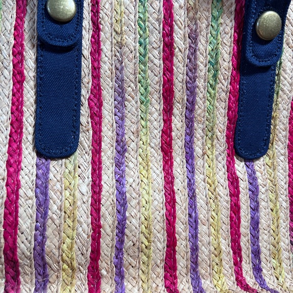 Lucky Brand straw/raffia shoulder bag with adjustable canvas straps - Picture 3 of 14